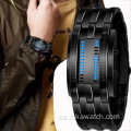 Reloj digital de acero inoxidable con cadena LED original Reloj de pulsera deportivo elegante punk para hombre Reloj de pulsera analógico innovador para hombre